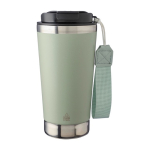 Copo térmico de aço inoxidável, tira a condizer e tampa preta 500 ml cor verde pastel primeira vista