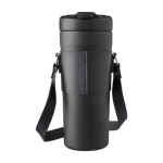 Garrafa térmica de aço inoxidável com capa e alça 730ml cor preto primeira vista