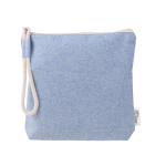 Nécessaire de algodão reciclado, cor pastel, tira de pulso de cordão cor azul primeira vista