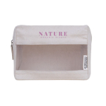 Nécessaire de canvas reciclado, cor natural com rede na parte frontal cor natural quarta vista