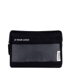 Nécessaire de canvas reciclado com rede na parte frontal cor preto vista principal