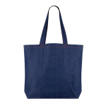 Saco de ganga reciclada para personalizar com asas compridas 280 g/m² cor azul ganga terceira vista