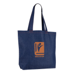 Saco de ganga reciclada para personalizar com asas compridas 280 g/m² cor azul ganga quinta vista