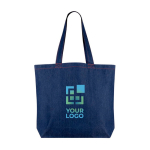 Saco de ganga reciclada para personalizar com asas compridas 280 g/m² cor azul ganga vista principal