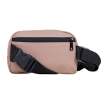 Bolsa tiracolo de couro sintético com um bolso exterior no verso cor castanho terceira vista