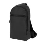 Bolsa tiracolo de couro sintético com um bolso exterior na frente cor preto terceira vista