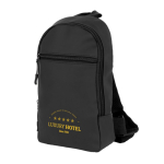 Bolsa tiracolo de couro sintético com um bolso exterior na frente cor preto quinta vista