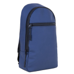 Bolsa tiracolo de couro sintético com um bolso exterior na frente cor azul-marinho segunda vista