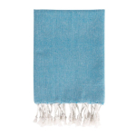 Páreo de algodão e poliéster unicolor com franja branca 170 g/m2 cor azul-claro primeira vista