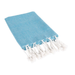 Páreo de algodão e poliéster unicolor com franja branca 170 g/m2 cor azul-claro terceira vista