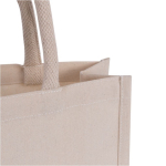 Saco pequeno de algodão reciclado para personalizar com asa curta cor natural quinta vista