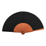 Leque personalizável de madeira escura e tecido de poliéster