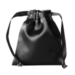 Saco pequeno de cetim personalizável com fecho de cordão a condizer cor preto primeira vista