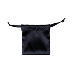 Saco pequeno de cetim personalizável com fecho de cordão a condizer cor preto segunda vista