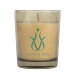 Vela de parafina aromatizada em frasco de vidro translúcido cor verde segunda vista