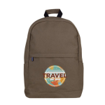 Clássica mochila para portátil de algodão com bolsos nas laterais 15'' cor castanho quarta vista