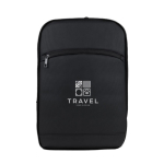 Mochila de PU com fecho de correr para a expandir e bolso exterior cor preto vista detalhe 2