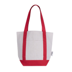 Saco de algodão reciclado com bolso exterior num dos lados cor vermelho primeira vista