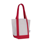Saco de algodão reciclado com bolso exterior num dos lados cor vermelho segunda vista
