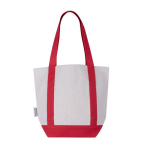 Saco de algodão reciclado com bolso exterior num dos lados cor vermelho terceira vista