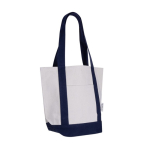 Saco de algodão reciclado com bolso exterior num dos lados cor azul-marinho segunda vista