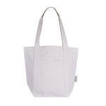 Saco de algodão reciclado com bolso exterior num dos lados cor natural primeira vista