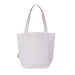 Saco de algodão reciclado com bolso exterior num dos lados cor natural terceira vista