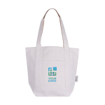 Saco de algodão reciclado com bolso exterior num dos lados cor natural vista principal