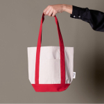 Saco de algodão reciclado com bolso exterior num dos lados segunda vista