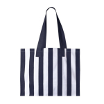 Saco grande de algodão reciclado com design às riscas verticais cor azul primeira vista
