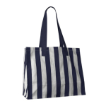 Saco grande de algodão reciclado com design às riscas verticais cor azul segunda vista
