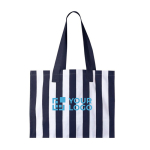 Saco grande de algodão reciclado com design às riscas verticais cor azul vista principal