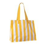 Saco grande de algodão reciclado com design às riscas verticais cor amarelo segunda vista