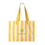 Saco grande de algodão reciclado com design às riscas verticais cor amarelo terceira vista