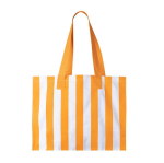 Saco grande de algodão reciclado com design às riscas verticais cor cor-de-laranja primeira vista