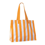 Saco grande de algodão reciclado com design às riscas verticais cor cor-de-laranja segunda vista