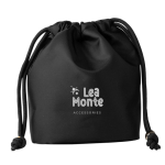 Saco pequeno de nylon com fecho elegante de cordões pretos cor preto segunda vista