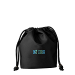 Saco pequeno de nylon com fecho elegante de cordões pretos cor preto vista principal