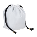 Saco pequeno de nylon com fecho elegante de cordões pretos cor natural primeira vista