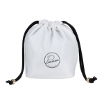 Saco pequeno de nylon com fecho elegante de cordões pretos cor natural terceira vista