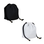 Saco pequeno de nylon com fecho elegante de cordões pretos primeira vista