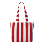 Saco de praia de algodão reciclado com design às riscas cor vermelho primeira vista
