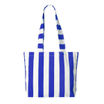 Saco de praia de algodão reciclado com design às riscas cor azul real primeira vista