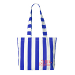Saco de praia de algodão reciclado com design às riscas cor azul real terceira vista