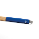 Caneta de alumínio reciclado com pega de bambu, tinta azul