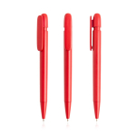 Caneta de plástico reciclado com clipe largo e tinta azul cor vermelho