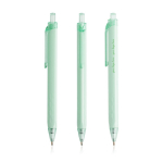 Caneta triangular de plástico com detalhes transparentes, tinta azul cor verde menta