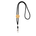 Lanyard ecológico com design tubular e ajuste feito de bambu cor preto