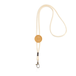Lanyard ecológico com design tubular e ajuste feito de bambu cor bege