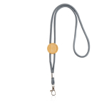 Lanyard ecológico com design tubular e ajuste feito de bambu cor cinzento-claro